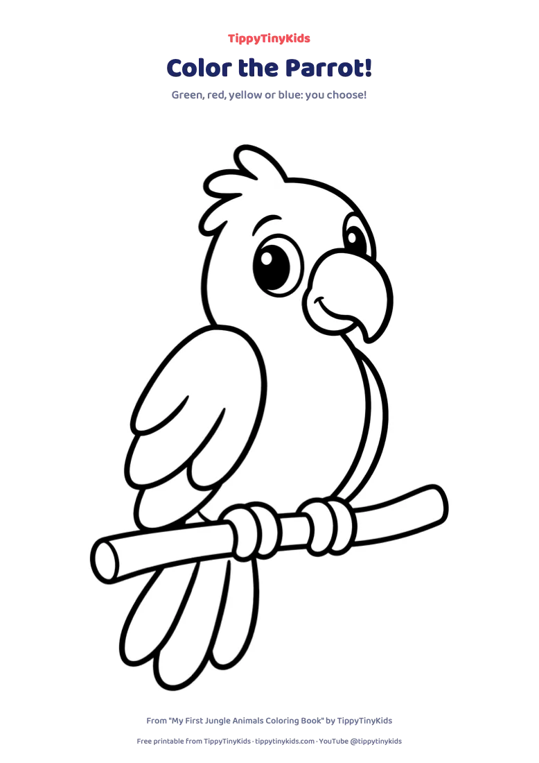 Preview of the Parrot Coloring Page printable